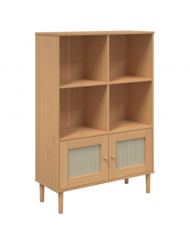 Credenza SENJA Aspetto Rattan Marrone 90x35x130 cm Legno Pino