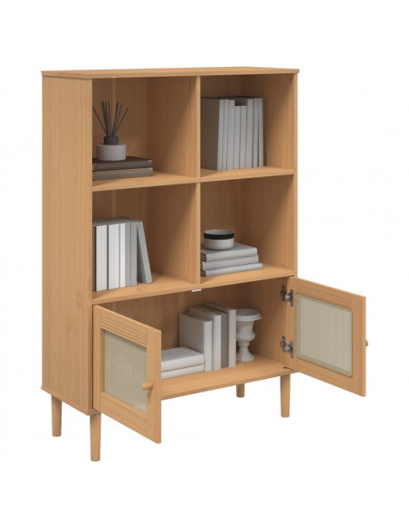 Credenza SENJA Aspetto Rattan Marrone 90x35x130 cm Legno Pino