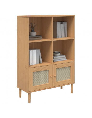 Credenza SENJA Aspetto Rattan Marrone 90x35x130 cm Legno Pino