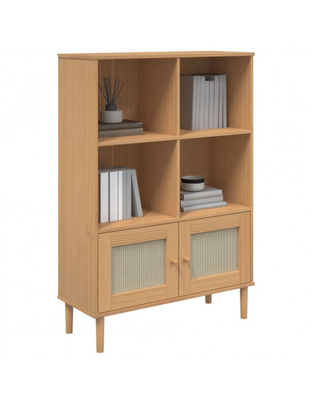 Credenza SENJA Aspetto Rattan Marrone 90x35x130 cm Legno Pino