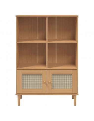 Credenza SENJA Aspetto Rattan Marrone 90x35x130 cm Legno Pino