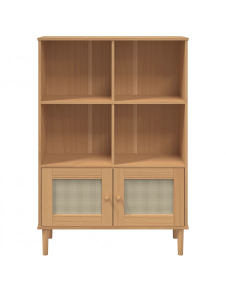 Credenza SENJA Aspetto Rattan Marrone 90x35x130 cm Legno Pino