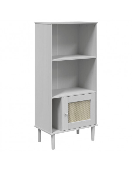 Credenza SENJA Aspetto Rattan Bianco 60x35x130 cm Massello Pino
