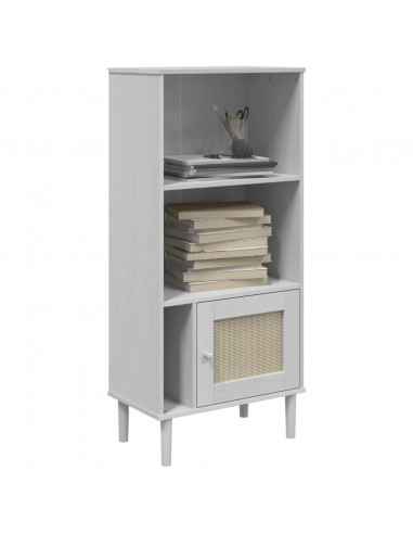 Credenza SENJA Aspetto Rattan Bianco 60x35x130 cm Massello Pino