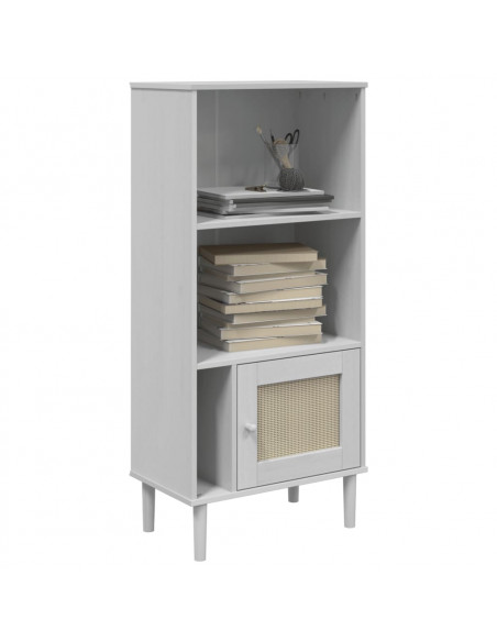 Credenza SENJA Aspetto Rattan Bianco 60x35x130 cm Massello Pino