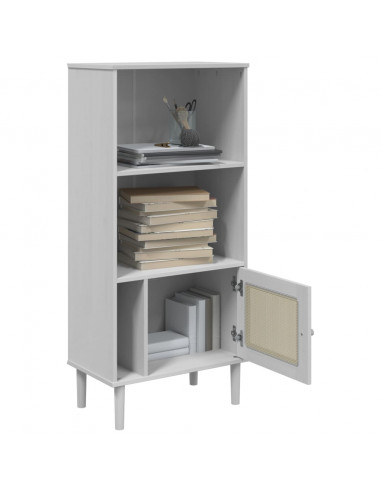 Credenza SENJA Aspetto Rattan Bianco 60x35x130 cm Massello Pino