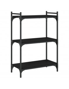 Libreria a 3 Ripiani Nera 60x30x86 cm in Legno Multistrato 2