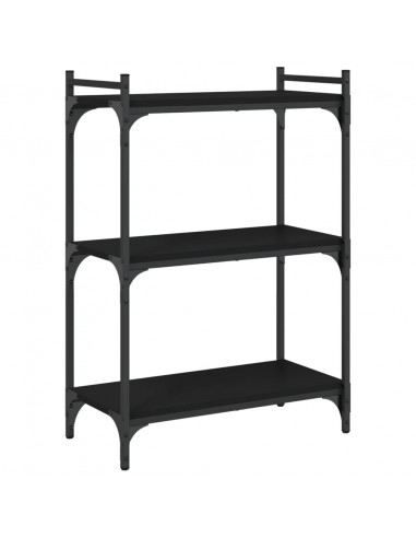 Libreria a 3 Ripiani Nera 60x30x86 cm in Legno Multistrato