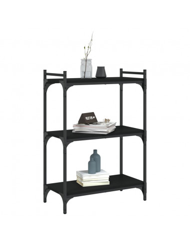 Libreria a 3 Ripiani Nera 60x30x86 cm in Legno Multistrato
