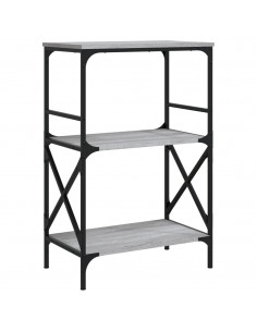 Libreria 3 Ripiani Grigio Sonoma 59x35x90,5cm Legno Multistrato 2