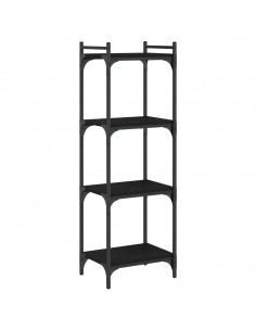 Libreria a 4 Ripiani Nera 40x30x120 cm in Legno Multistrato 2