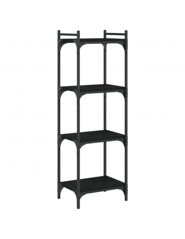 Libreria a 4 Ripiani Nera 40x30x120 cm in Legno Multistrato