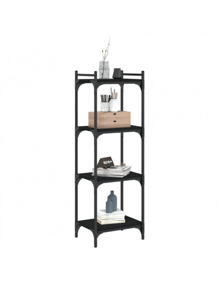 Libreria a 4 Ripiani Nera 40x30x120 cm in Legno Multistrato