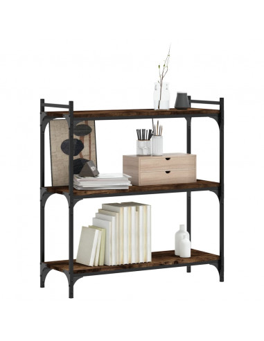 Libreria a 3 Ripiani Rovere Fumo 80x30x86 cm Legno Multistrato