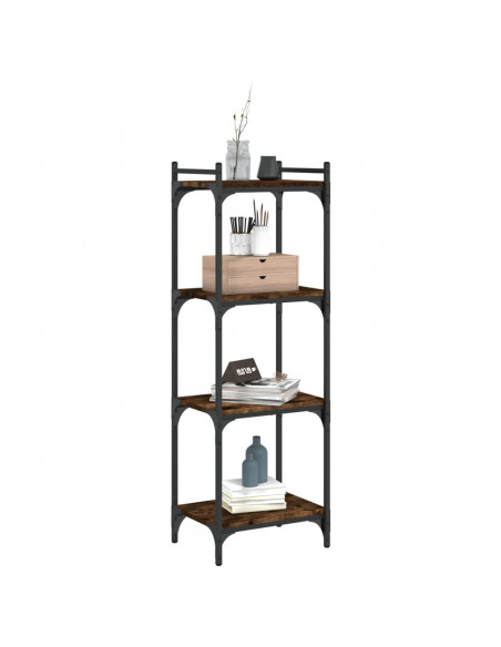 Libreria a 4 Ripiani Rovere Fumo 40x30x120 cm Legno Multistrato