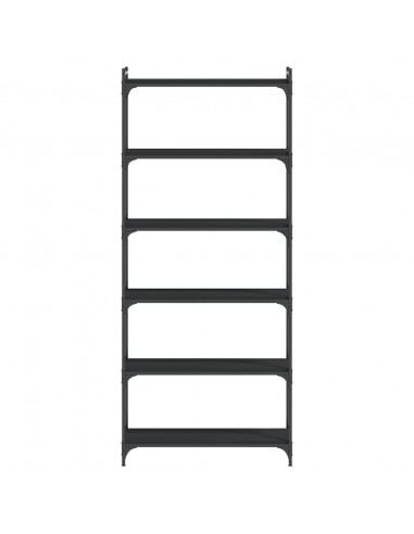 Libreria a 6 Ripiani Nera 80x30x188 cm in Legno Multistrato