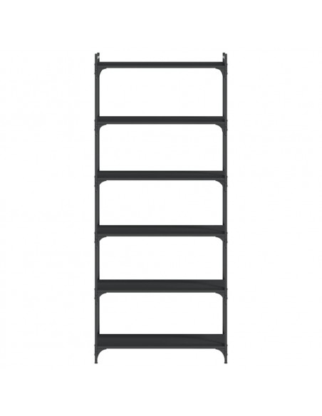 Libreria a 6 Ripiani Nera 80x30x188 cm in Legno Multistrato
