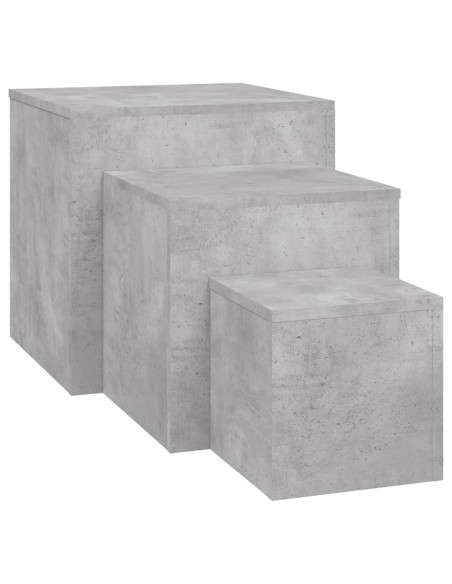 Tavolini 3 pz Grigio Cemento in Truciolato
