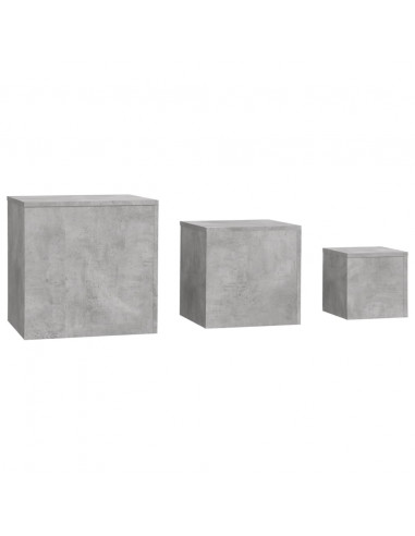 Tavolini 3 pz Grigio Cemento in Truciolato