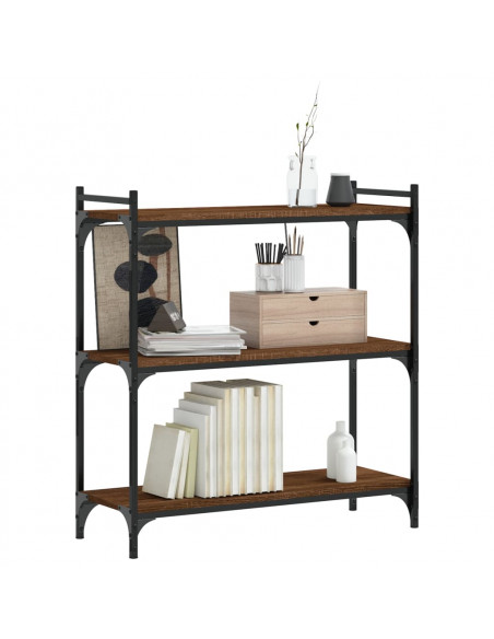 Libreria 3 Ripiani Rovere Marrone 80x30x86 cm Legno Multistrato
