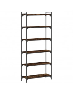 Libreria a 6 Ripiani Rovere Fumo 80x30x188 cm Legno Multistrato 2