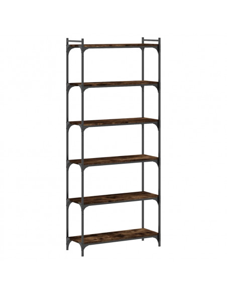 Libreria a 6 Ripiani Rovere Fumo 80x30x188 cm Legno Multistrato