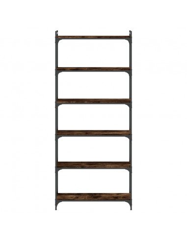 Libreria a 6 Ripiani Rovere Fumo 80x30x188 cm Legno Multistrato