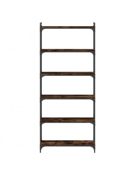 Libreria a 6 Ripiani Rovere Fumo 80x30x188 cm Legno Multistrato