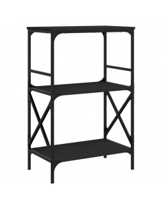 Libreria a 3 Ripiani Nera 59x35x90,5 cm in Legno Multistrato 2