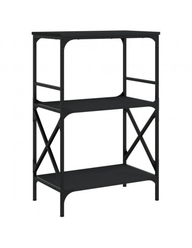 Libreria a 3 Ripiani Nera 59x35x90,5 cm in Legno Multistrato