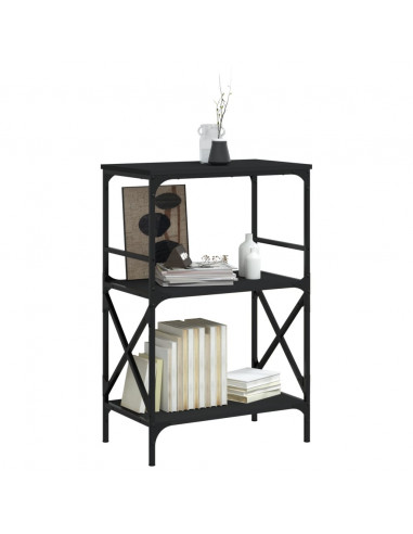 Libreria a 3 Ripiani Nera 59x35x90,5 cm in Legno Multistrato