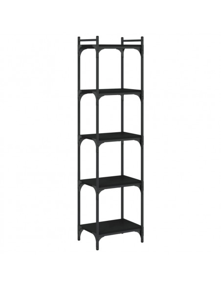 Libreria a 5 Ripiani Nera 40x30x154 cm in Legno Multistrato