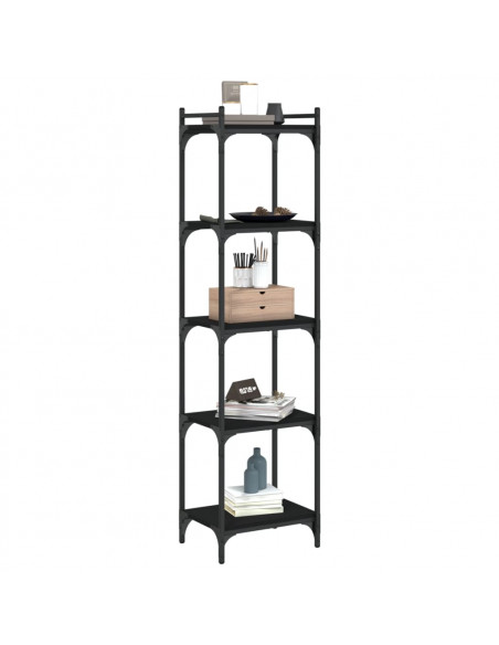Libreria a 5 Ripiani Nera 40x30x154 cm in Legno Multistrato