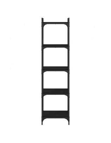 Libreria a 5 Ripiani Nera 40x30x154 cm in Legno Multistrato