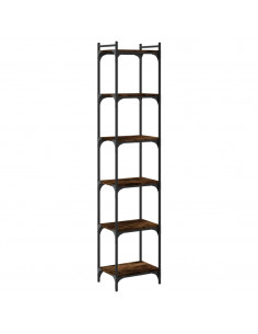 Libreria a 6 Ripiani Rovere Fumo 40x30x188 cm Legno Multistrato 2