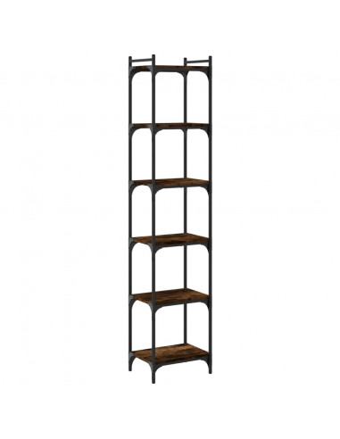 Libreria a 6 Ripiani Rovere Fumo 40x30x188 cm Legno Multistrato