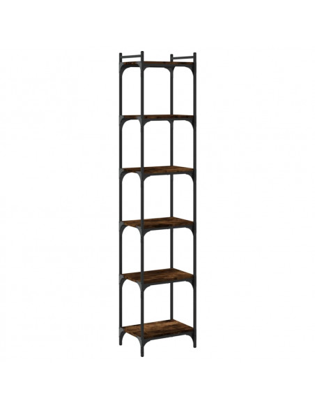 Libreria a 6 Ripiani Rovere Fumo 40x30x188 cm Legno Multistrato
