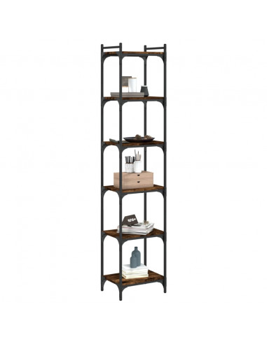 Libreria a 6 Ripiani Rovere Fumo 40x30x188 cm Legno Multistrato