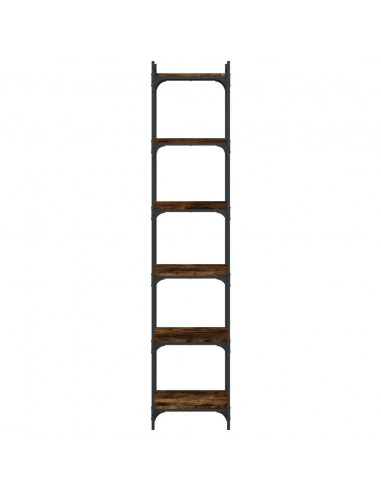 Libreria a 6 Ripiani Rovere Fumo 40x30x188 cm Legno Multistrato