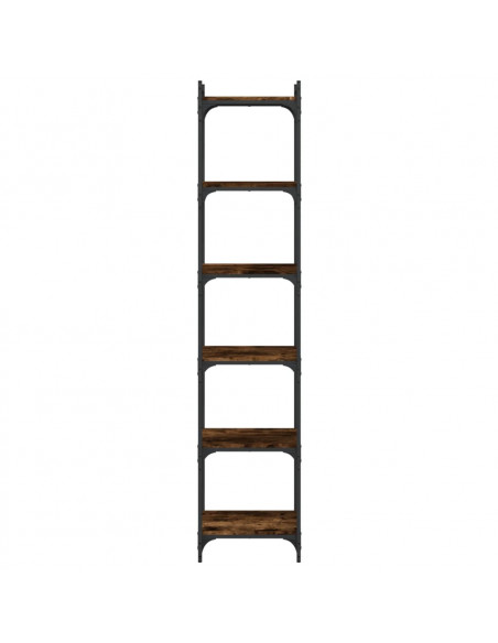 Libreria a 6 Ripiani Rovere Fumo 40x30x188 cm Legno Multistrato