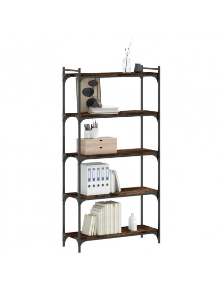 Libreria a 5 Ripiani Rovere Fumo 80x30x154 cm Legno Multistrato