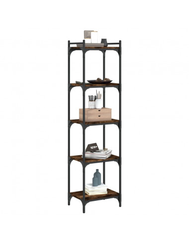 Libreria a 5 Ripiani Rovere Fumo 40x30x154 cm Legno Multistrato