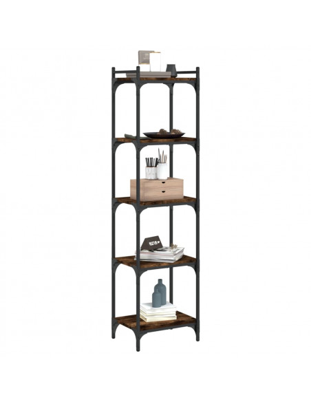 Libreria a 5 Ripiani Rovere Fumo 40x30x154 cm Legno Multistrato