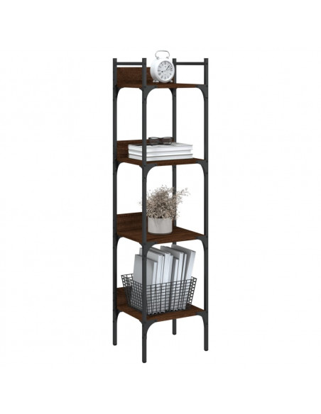 Libreria 4 Ripiani Rovere Marrone 35x30x138,5 Legno Multistrato