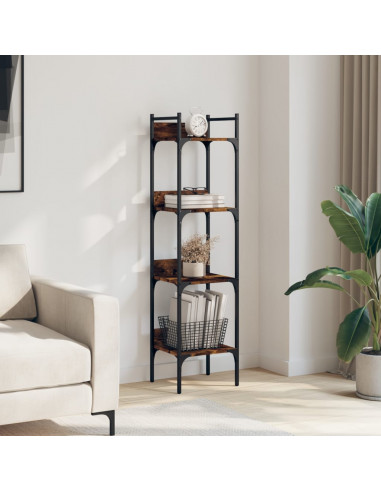 Libreria 4 Ripiani Rovere Fumo 35x30x138,5 cm Legno Multistrato