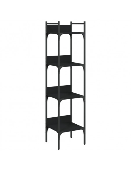 Libreria a 4 Ripiani Nera 35x30x138,5 cm in Legno Multistrato