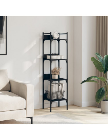 Libreria a 4 Ripiani Nera 35x30x138,5 cm in Legno Multistrato