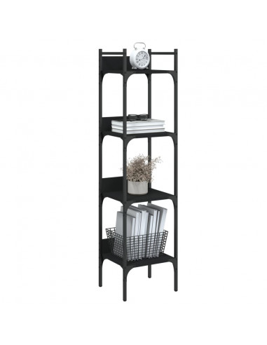 Libreria a 4 Ripiani Nera 35x30x138,5 cm in Legno Multistrato