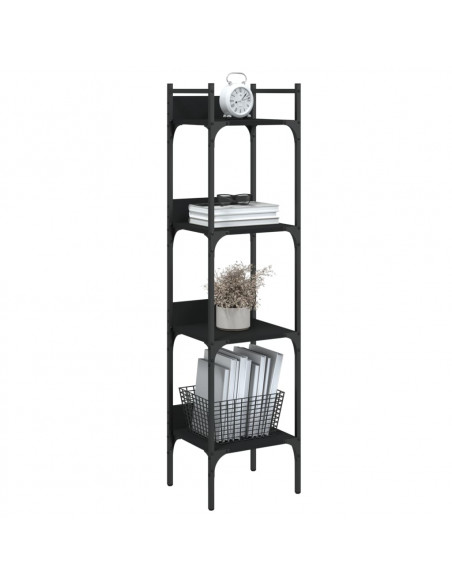 Libreria a 4 Ripiani Nera 35x30x138,5 cm in Legno Multistrato