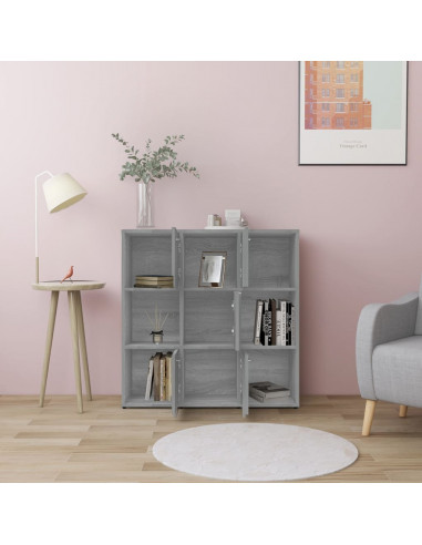 Libreria Grigio Sonoma 90x30x90 cm in Legno Multistrato